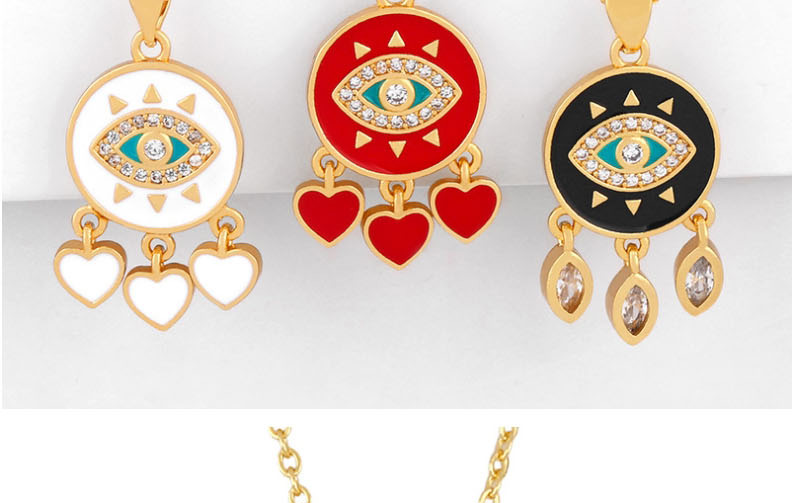 Fashion Red Micro-set Zircon Eye Love Tassel Necklace,Necklaces