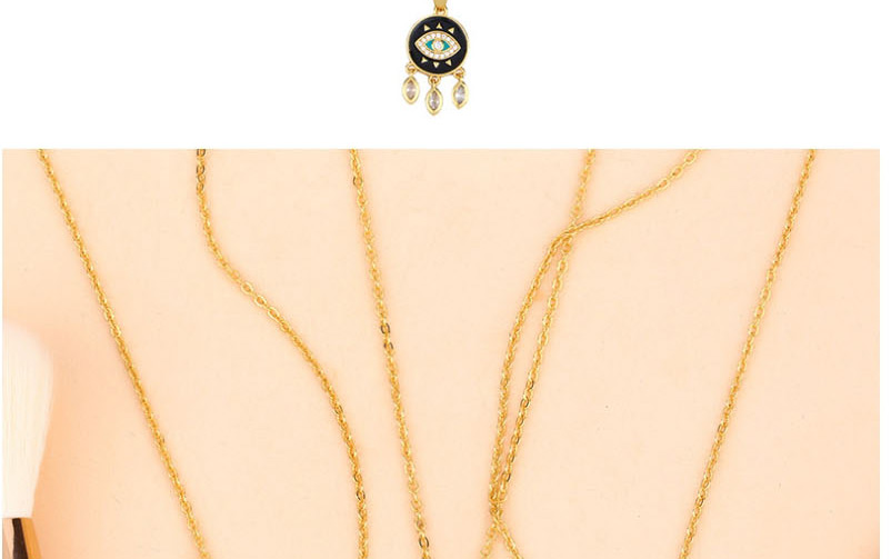 Fashion Black Micro-set Zircon Eye Love Tassel Necklace,Necklaces