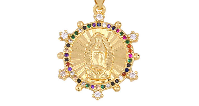 Fashion Golden Virgin Mary Alloy Necklace With Colorful Zircon,Necklaces