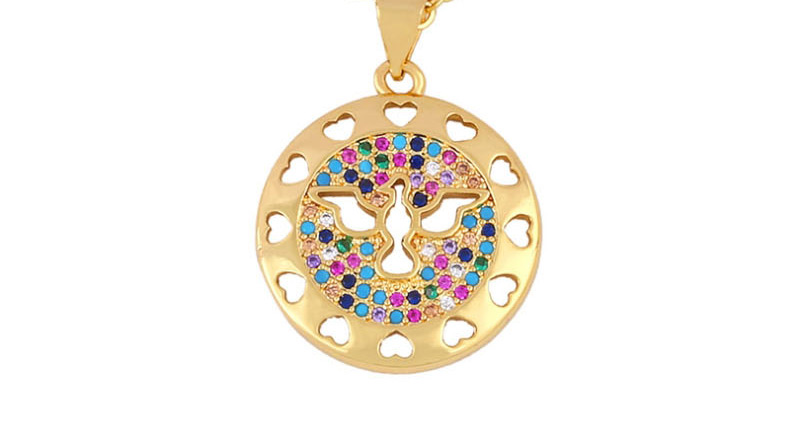 Fashion Golden Virgin Mary Bronze Colorful Zircon Necklace,Necklaces