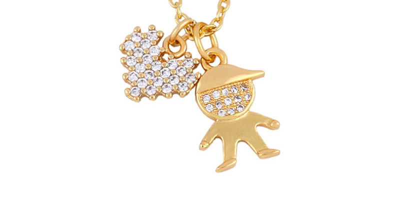 Fashion Golden Girl Love Heart Necklace With Diamonds,Necklaces