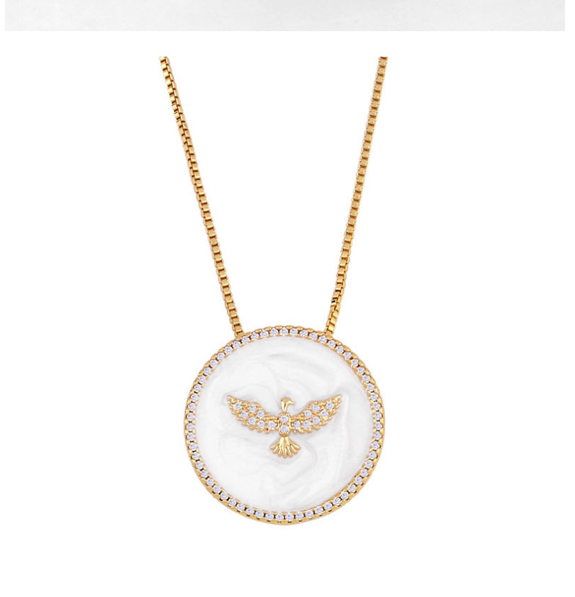 Fashion White Geometric Oil Drop Round Diamond Dove Necklace,Necklaces