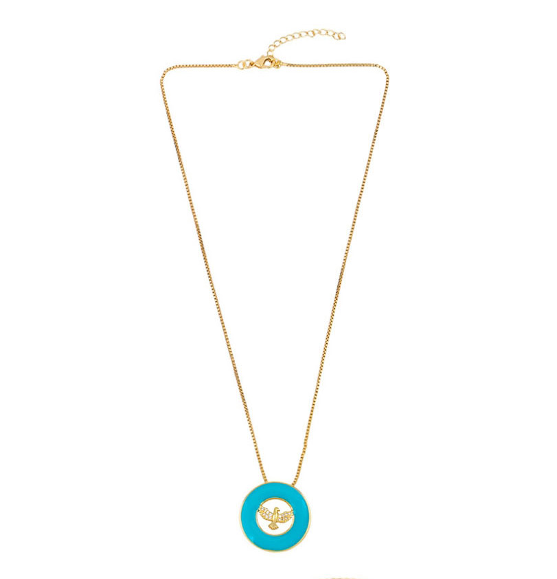 Fashion Blue Geometric Oil Drop Round Diamond Dove Necklace,Necklaces