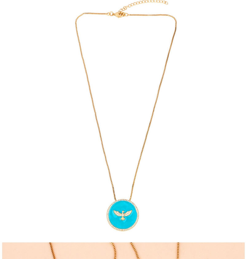 Fashion Blue Geometric Oil Drop Round Diamond Dove Necklace,Necklaces