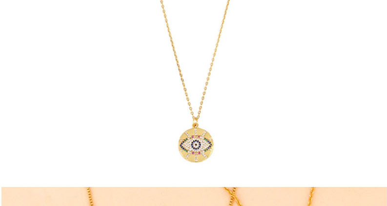 Fashion Golden Diamond-eyed Round Geometric Necklace,Necklaces