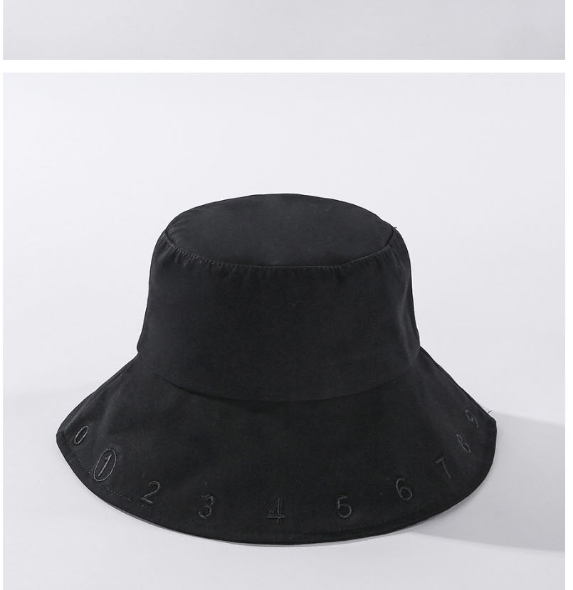 Fashion Black Digital Embroidered Cotton Fisherman Hat,Sun Hats