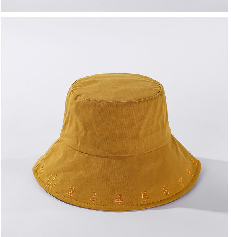 Fashion Yellow Digital Embroidered Cotton Fisherman Hat,Sun Hats
