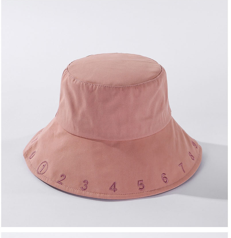 Fashion Dark Pink Digital Embroidered Cotton Fisherman Hat,Sun Hats