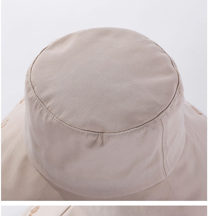 Fashion Beige Digital Embroidered Cotton Fisherman Hat,Sun Hats