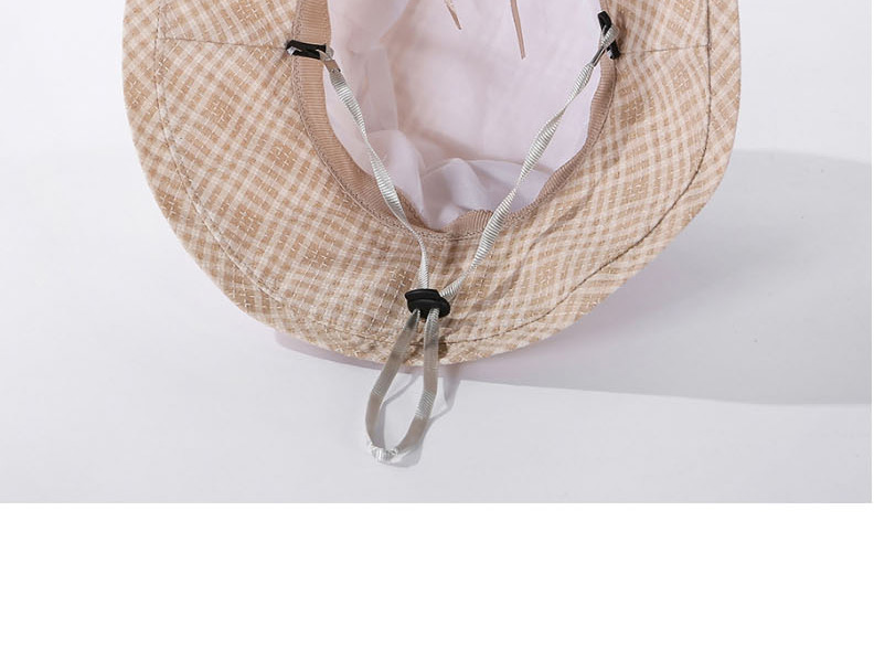Fashion Beige Checkered Foldable Fisherman Hat,Sun Hats