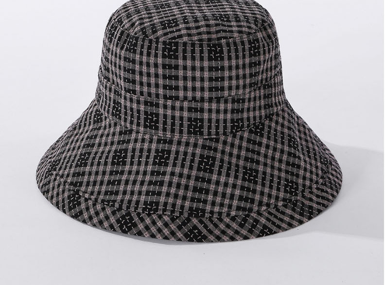 Fashion Black Checkered Foldable Fisherman Hat,Sun Hats
