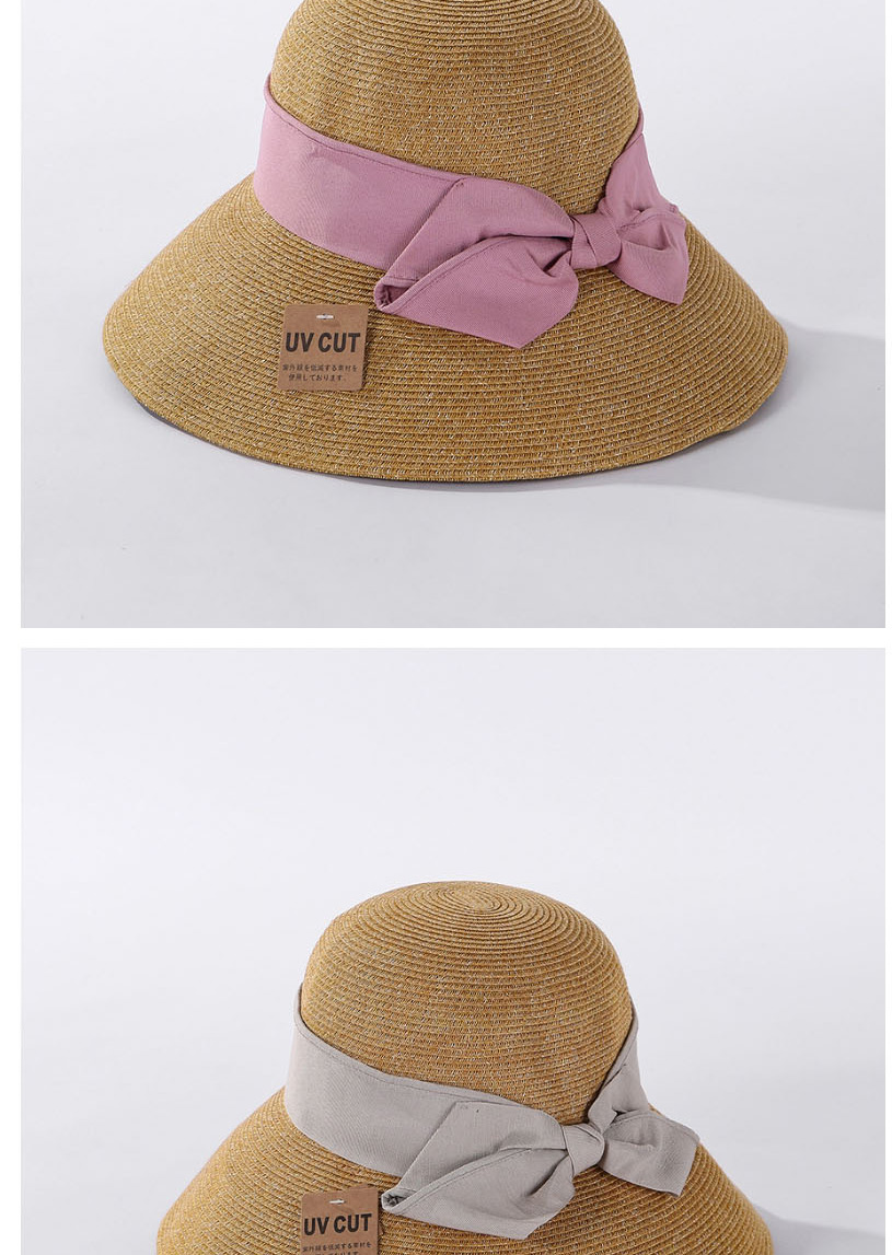 Fashion Coffee Color Straw Bow Encryption Straw Hat,Sun Hats