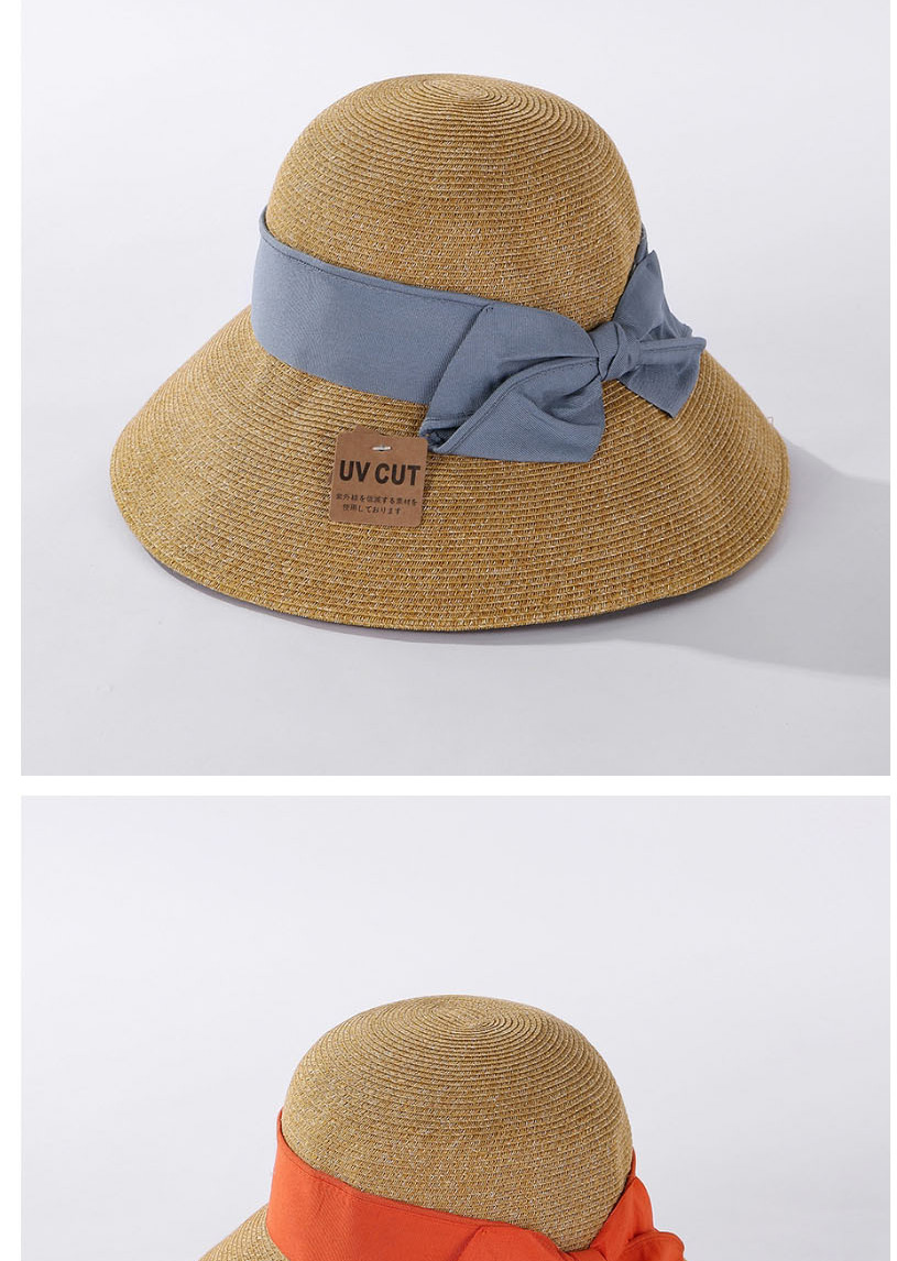 Fashion Blue Straw Bow Encryption Straw Hat,Sun Hats