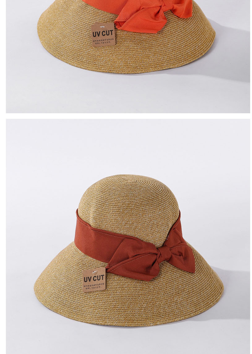 Fashion Brick Red Straw Bow Encryption Straw Hat,Sun Hats