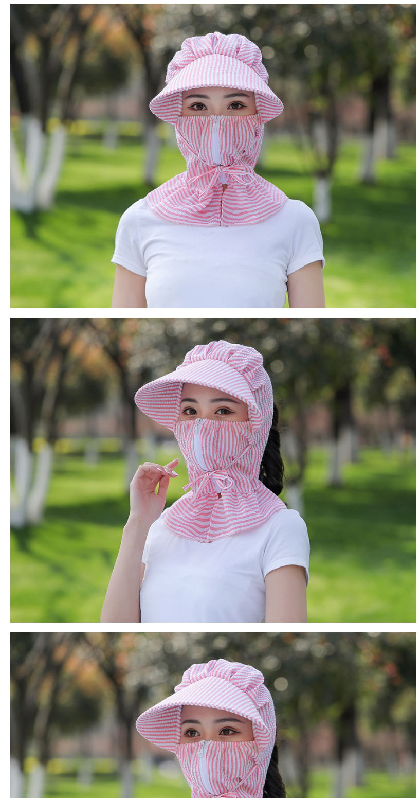 Fashion Pink Striped Face And Neck Riding Cap,Sun Hats