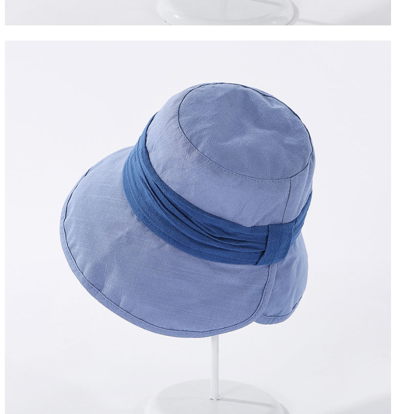Fashion Navy Wrinkled Patch Colorblock Wide-brimmed Fisherman Hat,Sun Hats