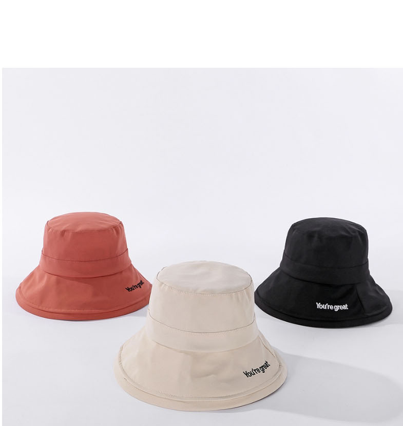 Fashion Caramel Colour Embroidered Monogram Fisherman Hat,Sun Hats
