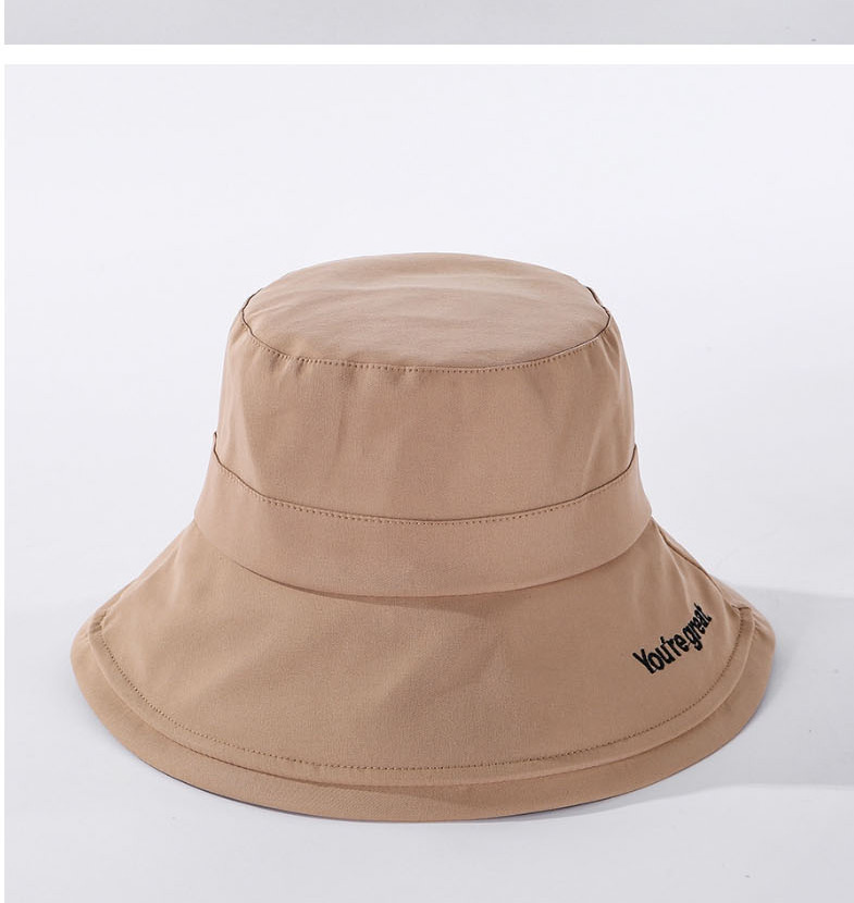 Fashion Khaki Embroidered Monogram Fisherman Hat,Sun Hats