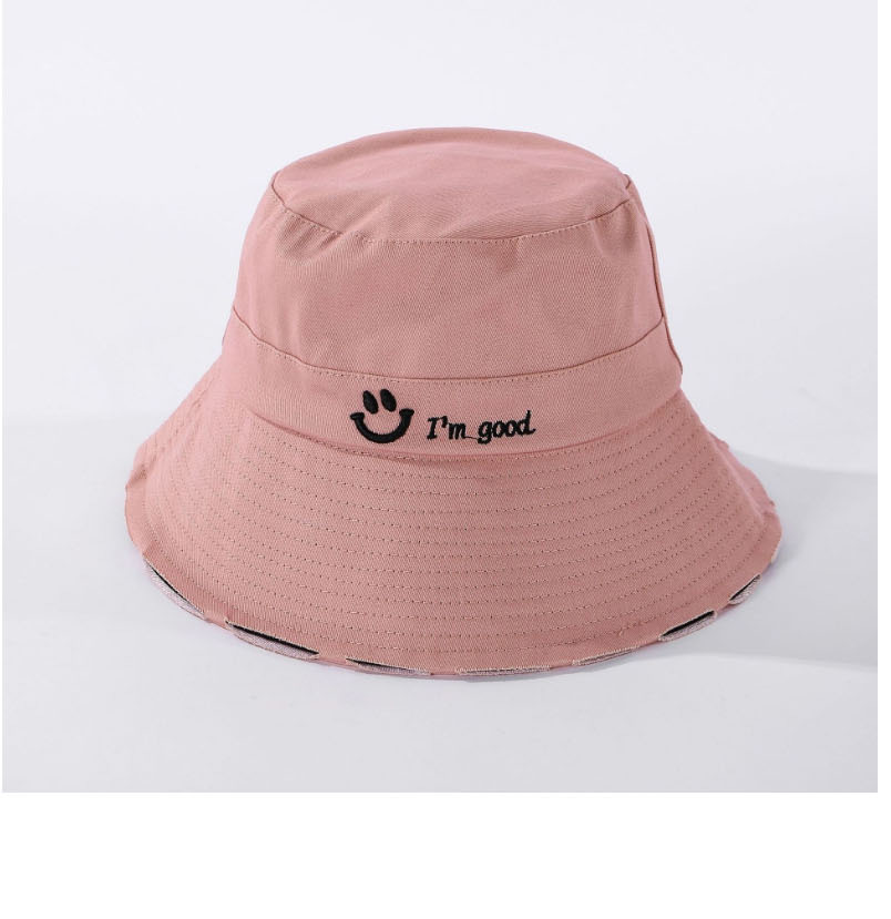 Fashion White Smiley Letter Embroidered Three-dimensional Cotton Fisherman Hat,Sun Hats