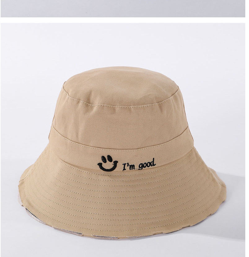 Fashion Pink Smiley Letter Embroidered Three-dimensional Cotton Fisherman Hat,Sun Hats