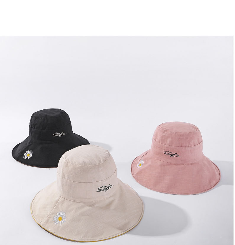 Fashion Pink + Meter Sun Flower Graffiti Embroidered Reversible Fisherman Hat,Sun Hats