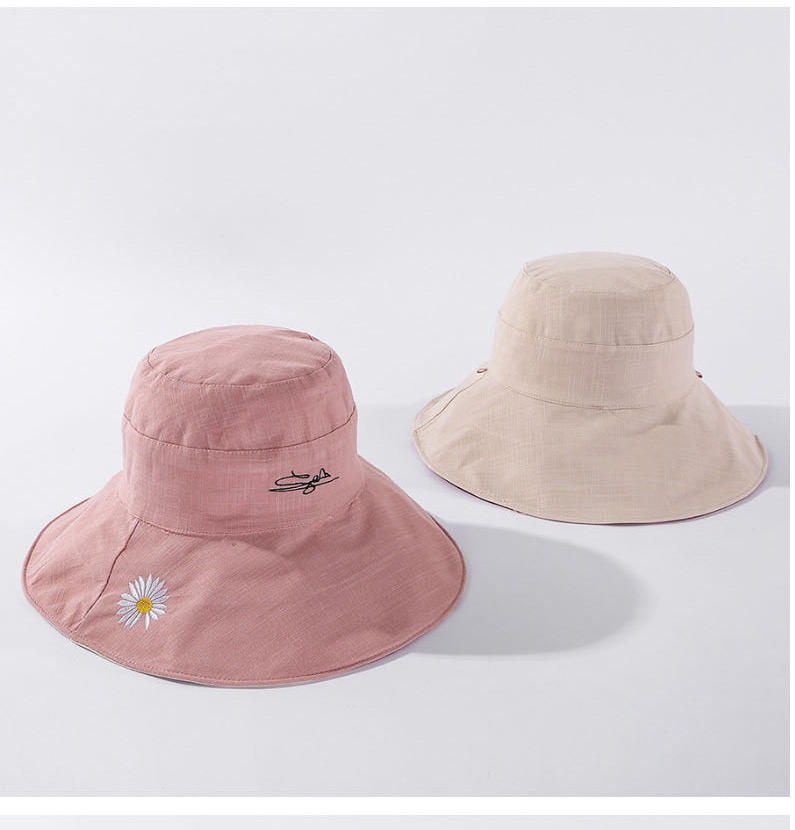Fashion Pink + Meter Sun Flower Graffiti Embroidered Reversible Fisherman Hat,Sun Hats