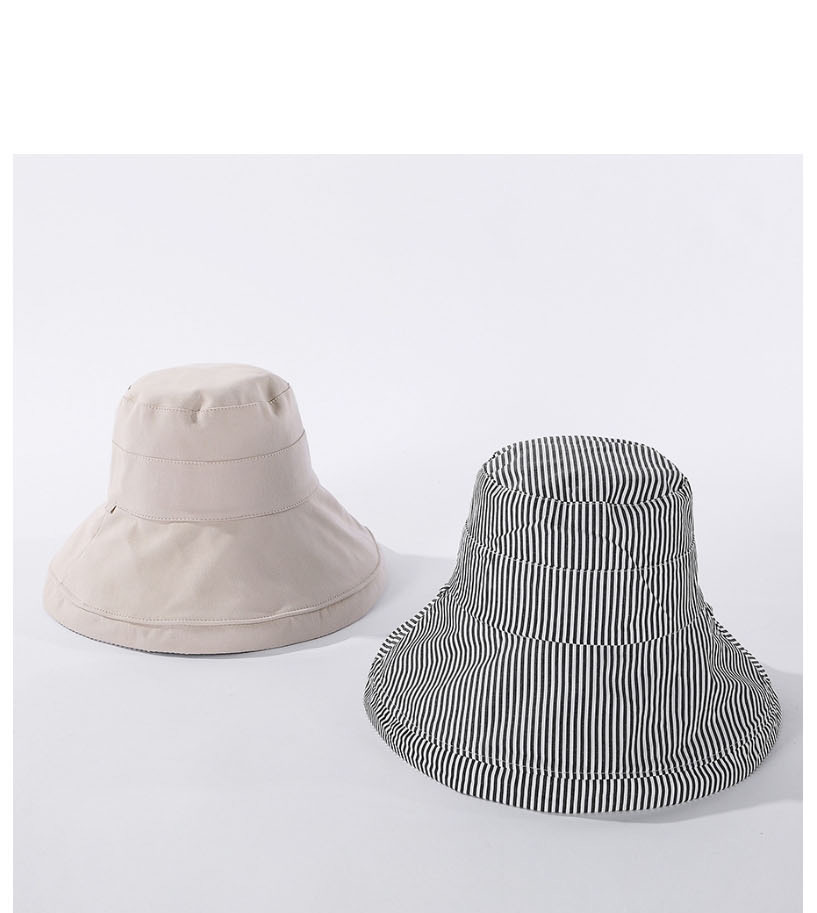 Fashion Beige Striped Fisherman Hat On Both Sides,Sun Hats