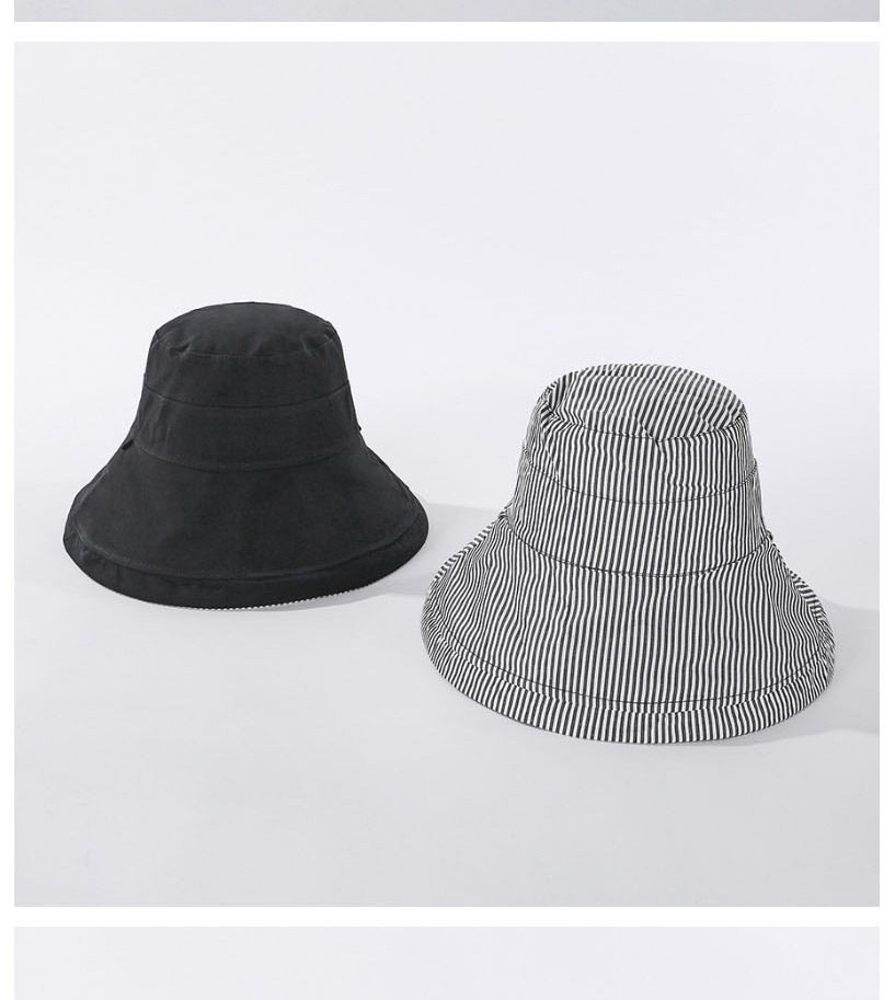 Fashion Gray Striped Fisherman Hat On Both Sides,Sun Hats