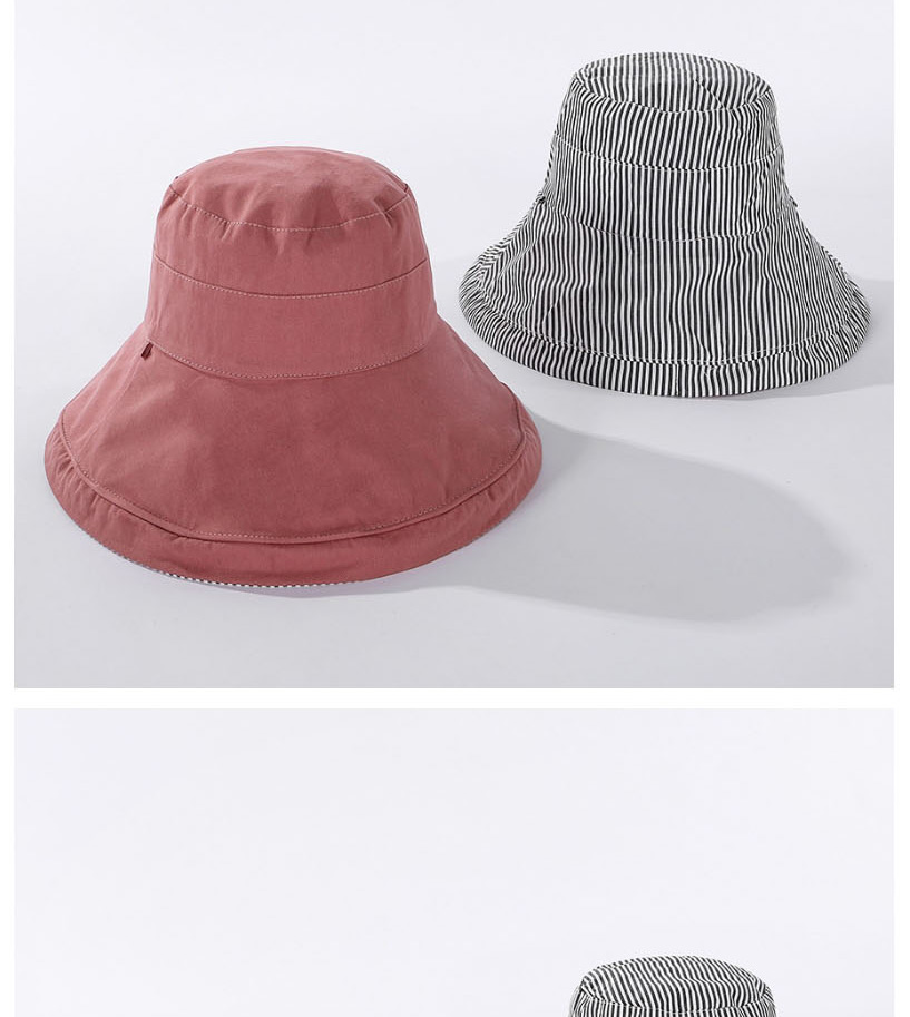 Fashion Pink Striped Fisherman Hat On Both Sides,Sun Hats