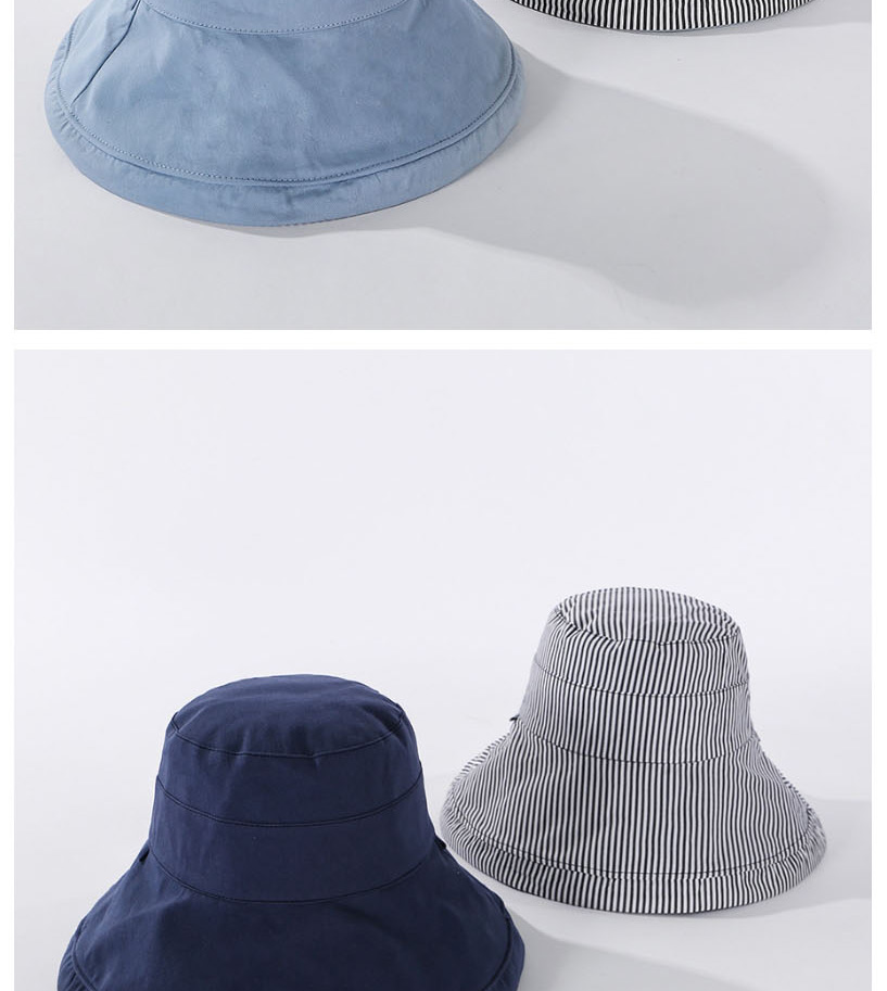 Fashion Blue Striped Fisherman Hat On Both Sides,Sun Hats