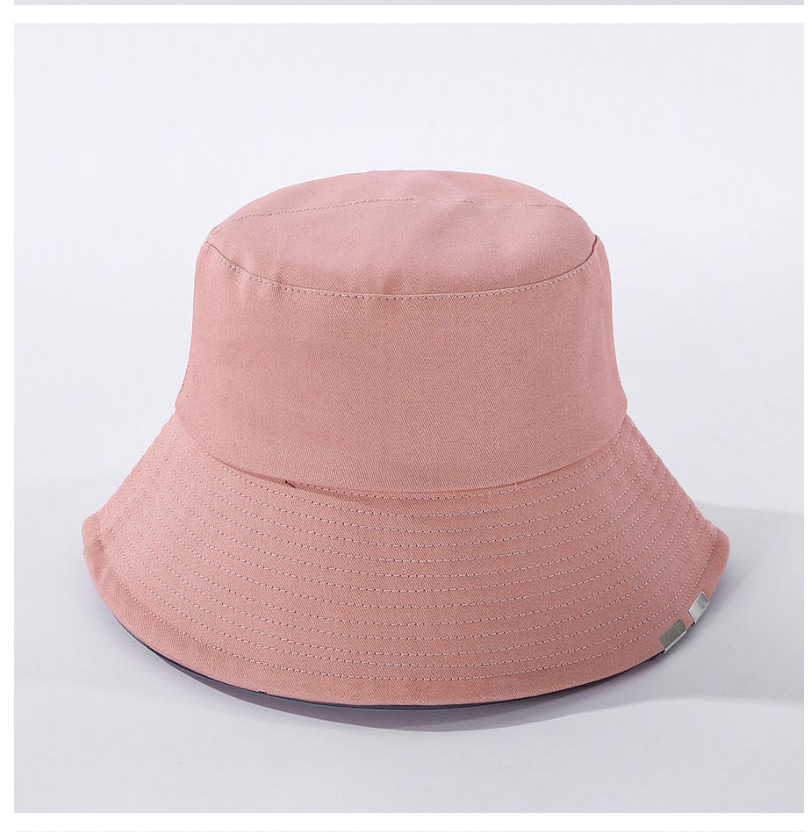 Fashion Black Pure Color Metal Patch Cotton Fisherman Hat,Sun Hats