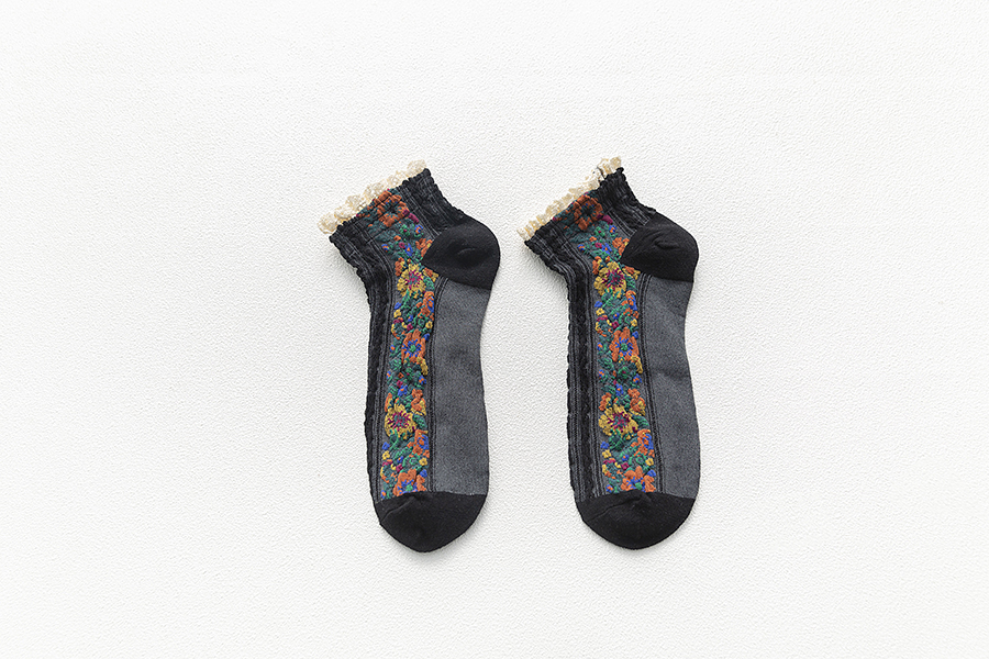 Fashion Black Lace Floral Stitching Cotton Socks,Fashion Socks
