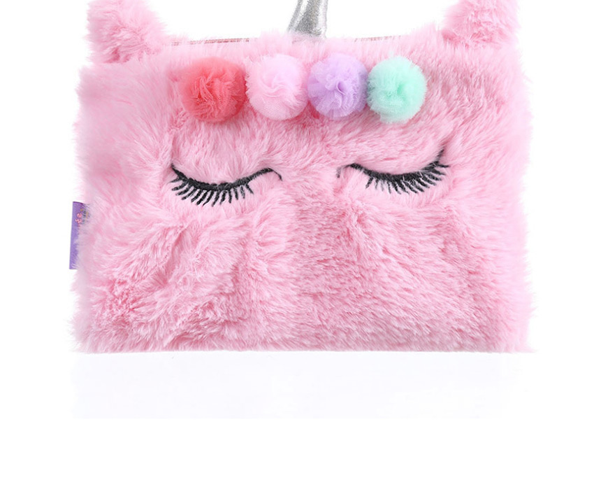 Fashion Light Pink Unicorn Plush Eyelash Pencil Case,Pencil Case/Paper Bags