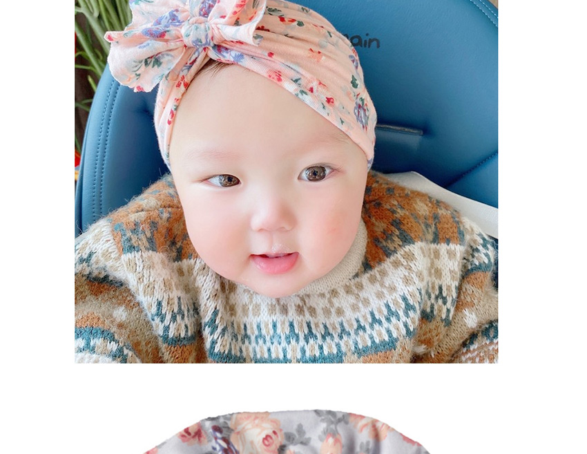 Fashion Pink Borderless Printed Pleated Bow Kids Hat,Children