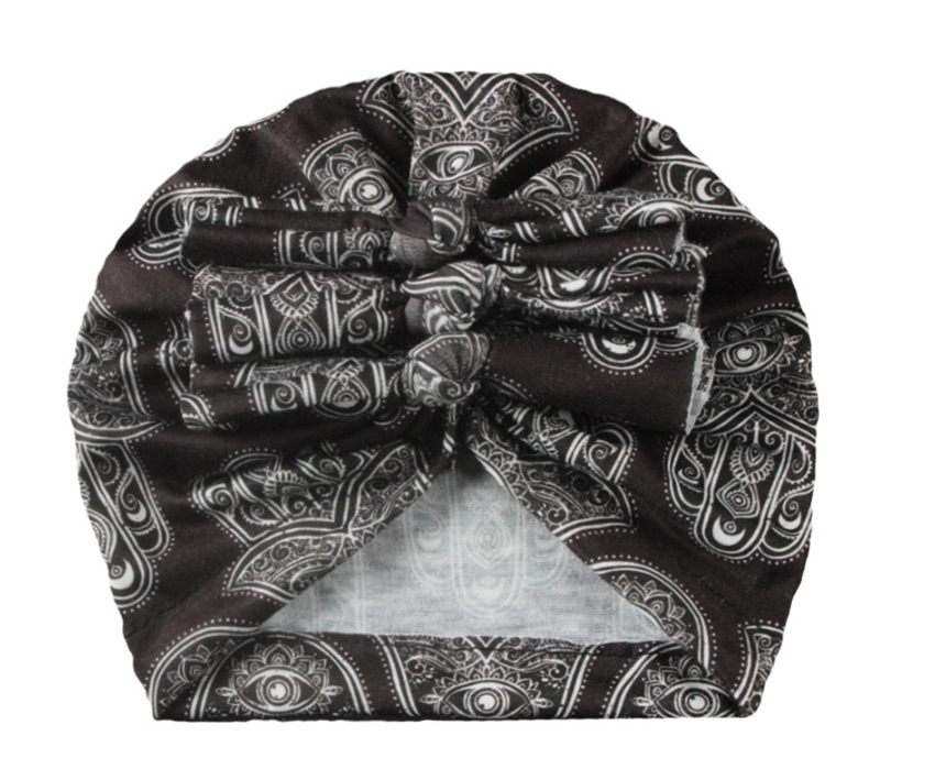 Fashion Black Polyester Cotton Pleated Bow Hat,Children