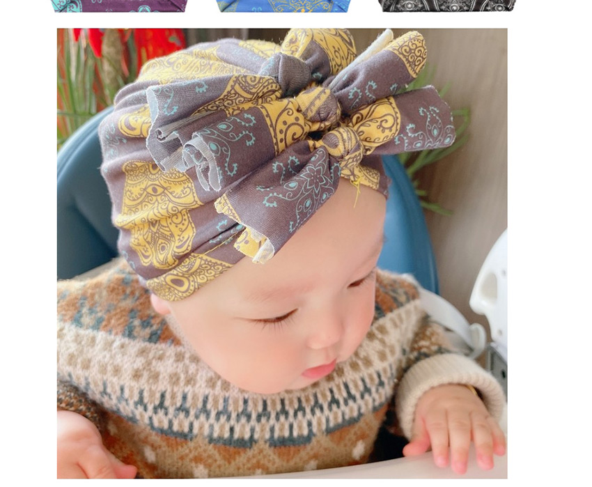 Fashion Purple Blue Polyester Cotton Pleated Bow Hat,Children