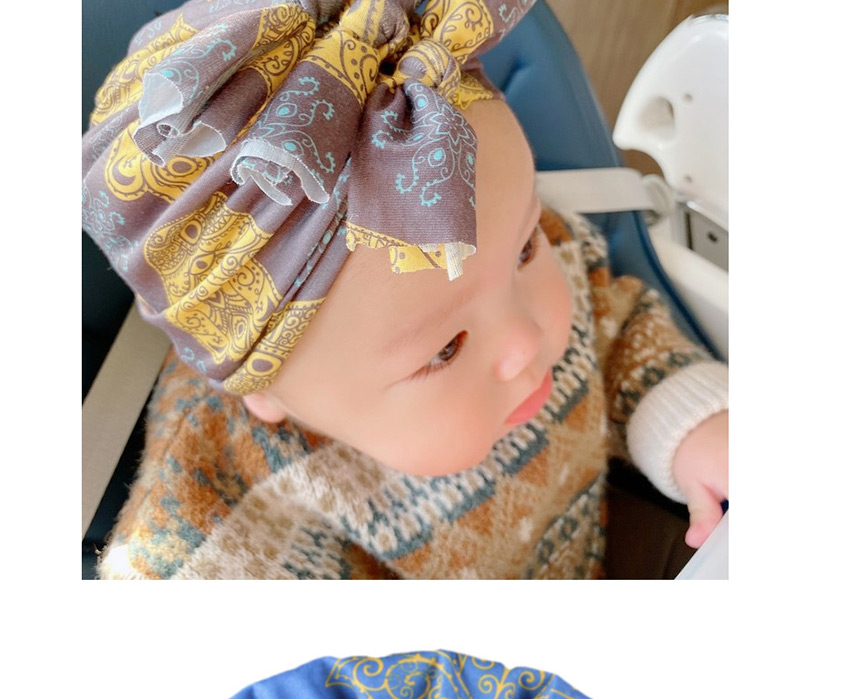Fashion Blue Polyester Cotton Pleated Bow Hat,Children