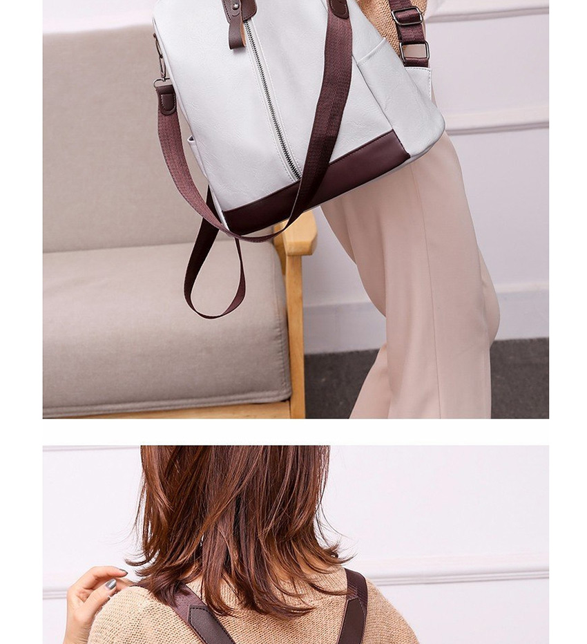 Fashion Light Grey Multifunctional Backpack With Zipper And Contrast Stitching,Backpack