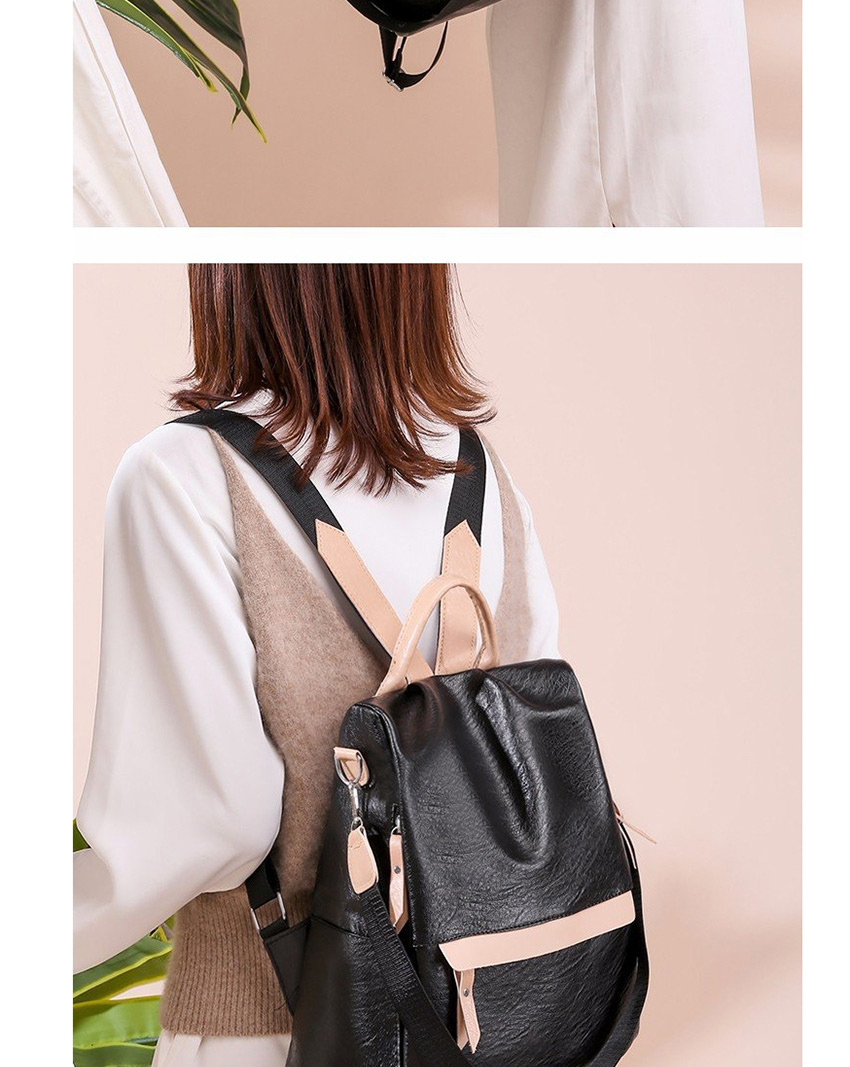Fashion Blue Stitching Contrast Color Anti-theft Shoulder Backpack,Backpack