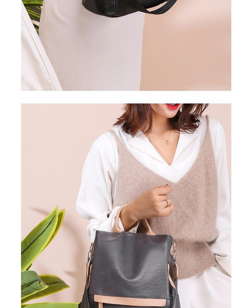 Fashion Light Grey Stitching Contrast Color Anti-theft Shoulder Backpack,Backpack