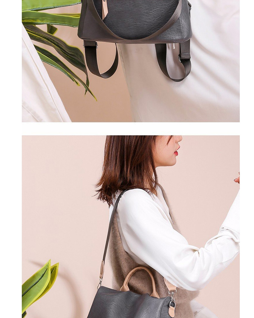 Fashion Light Grey Stitching Contrast Color Anti-theft Shoulder Backpack,Backpack
