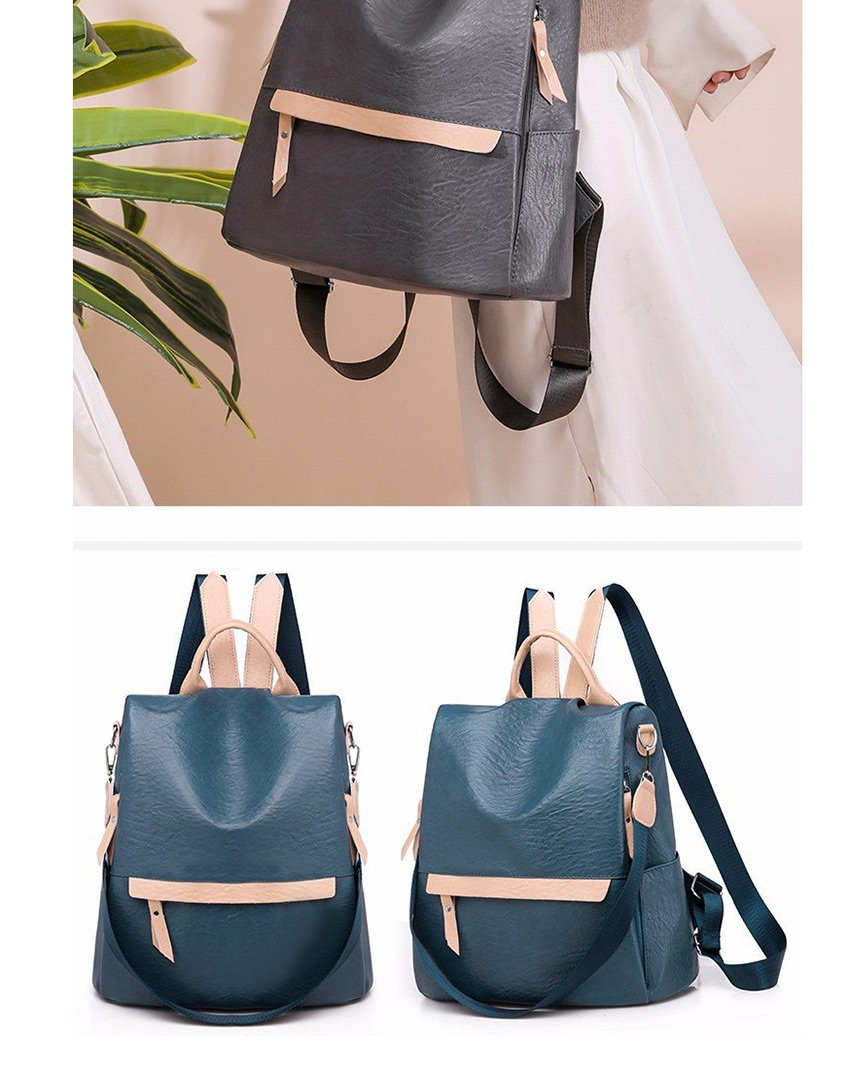 Fashion Black Stitching Contrast Color Anti-theft Shoulder Backpack,Backpack