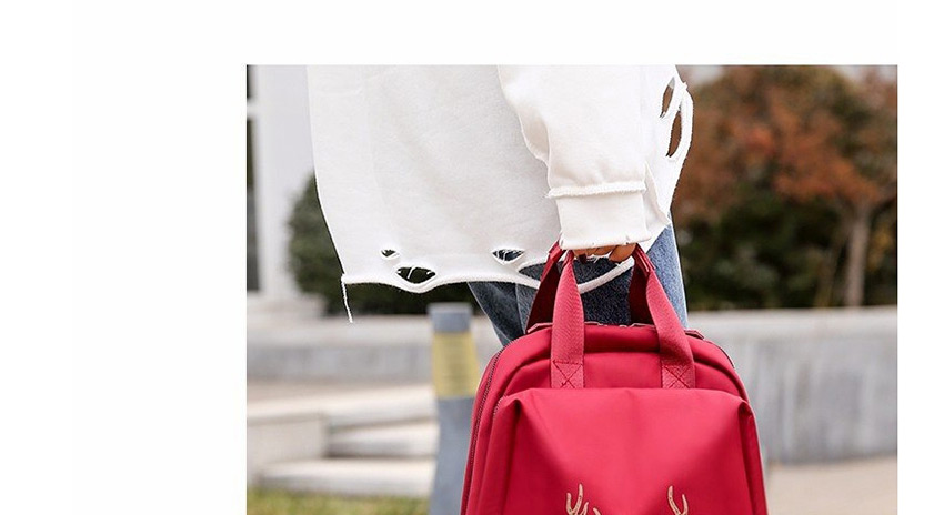 Fashion Red Antler Print Waterproof Backpack,Backpack