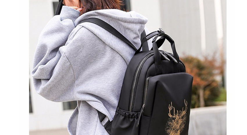Fashion Black Antler Print Waterproof Backpack,Backpack