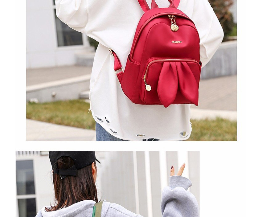 Fashion Pink Rabbit Ears Logo Contrast Backpack,Backpack