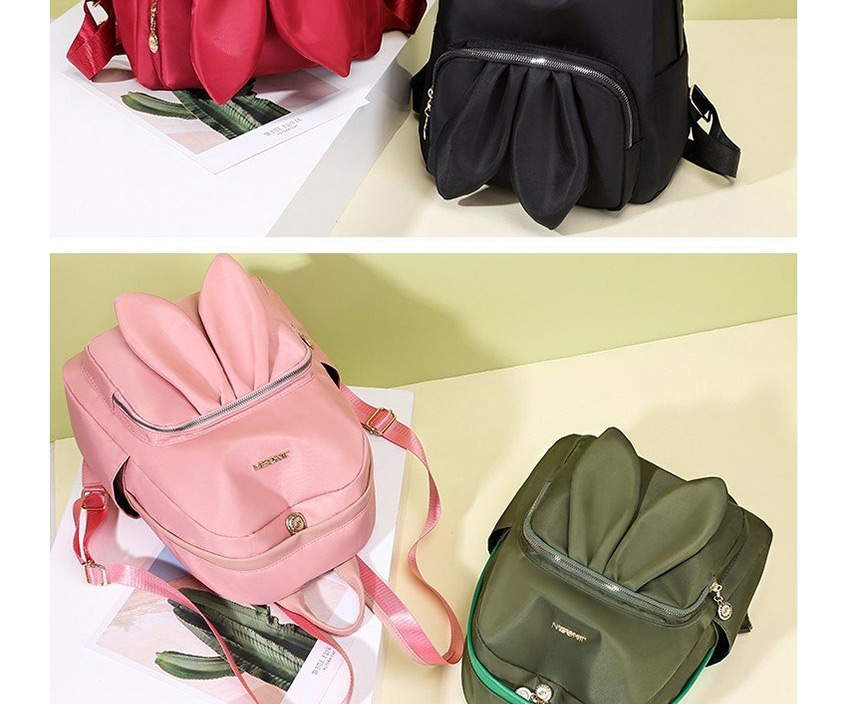 Fashion Pink Rabbit Ears Logo Contrast Backpack,Backpack
