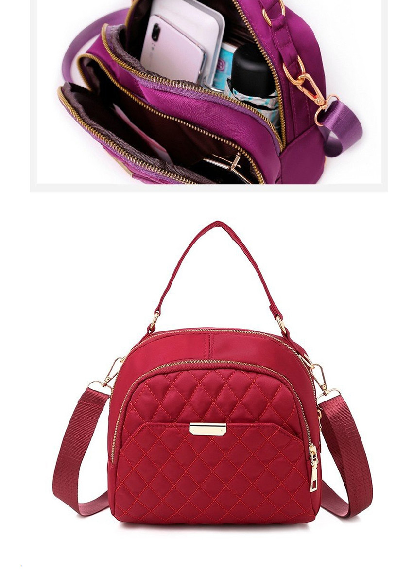 Fashion Purple Waterproof Nylon Cloth Rhombus Diagonal Shoulder Bag,Handbags
