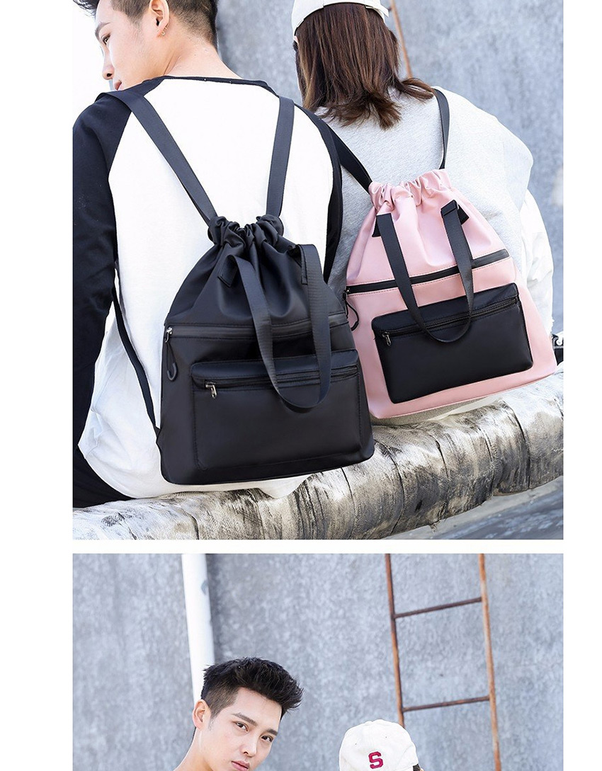 Fashion Pink Drawstring Drawstring Nylon Bucket Backpack,Backpack