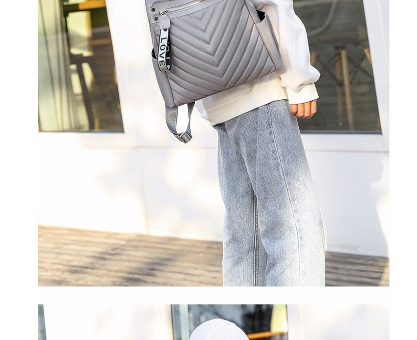 Fashion Light Grey Waterproof Burglar Diamond Letter Backpack,Backpack