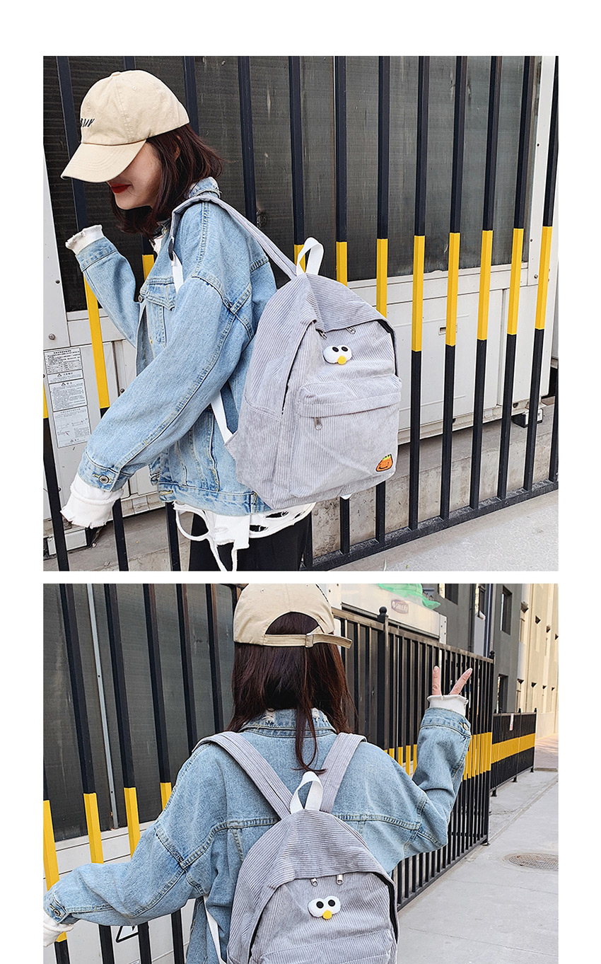 Fashion Gray Canvas Embroidered Big Eyes Cute Backpack,Backpack